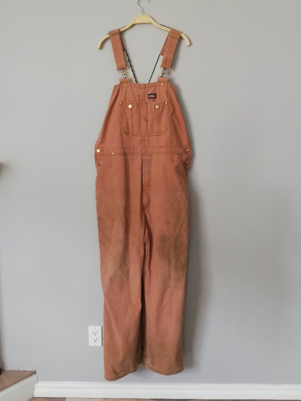 Vintage Tan Work Coveralls - Dickies Heavy Duty Cotton Canvas - XL